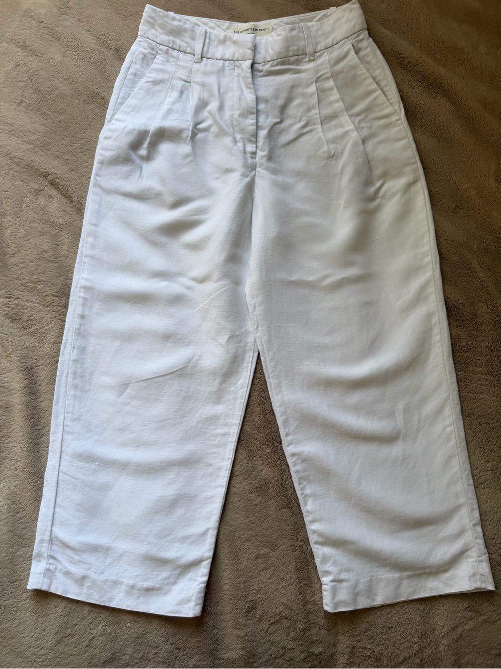 Aritzia The Effortless Pant White Linen Lyocell Wide Leg Pleated Pants